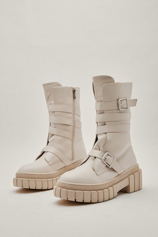 NastyGal Faux Leather Chunky Buckle Biker Boots 3