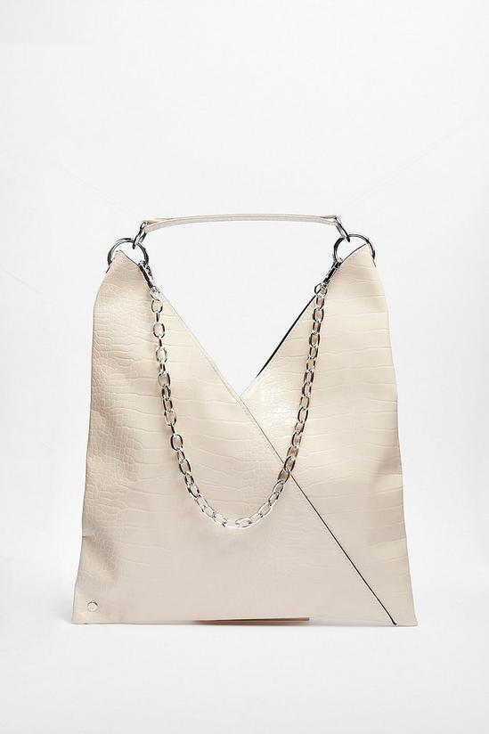 NastyGal Croc Chain Faux Leather Tote Bag 3