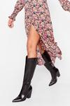 NastyGal Faux Leather Knee High Heeled Cowboy Boots thumbnail 1