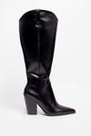 NastyGal Faux Leather Knee High Heeled Cowboy Boots thumbnail 3