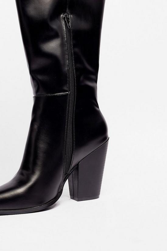 NastyGal Faux Leather Knee High Heeled Cowboy Boots 4