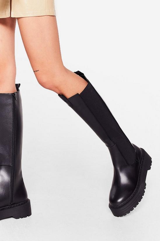 NastyGal Faux Leather Calf High Platform Wellie Boots 3