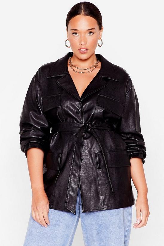NastyGal Life On Mars Plus Faux Leather Belted Jacket 1