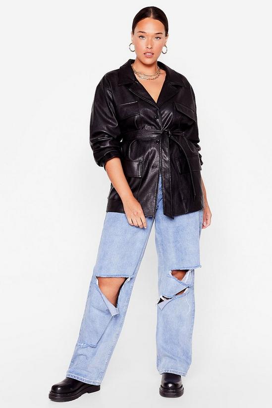NastyGal Life On Mars Plus Faux Leather Belted Jacket 3