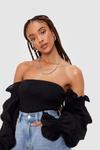 NastyGal Shirred Off the Shoulder Cropped Blouse thumbnail 2