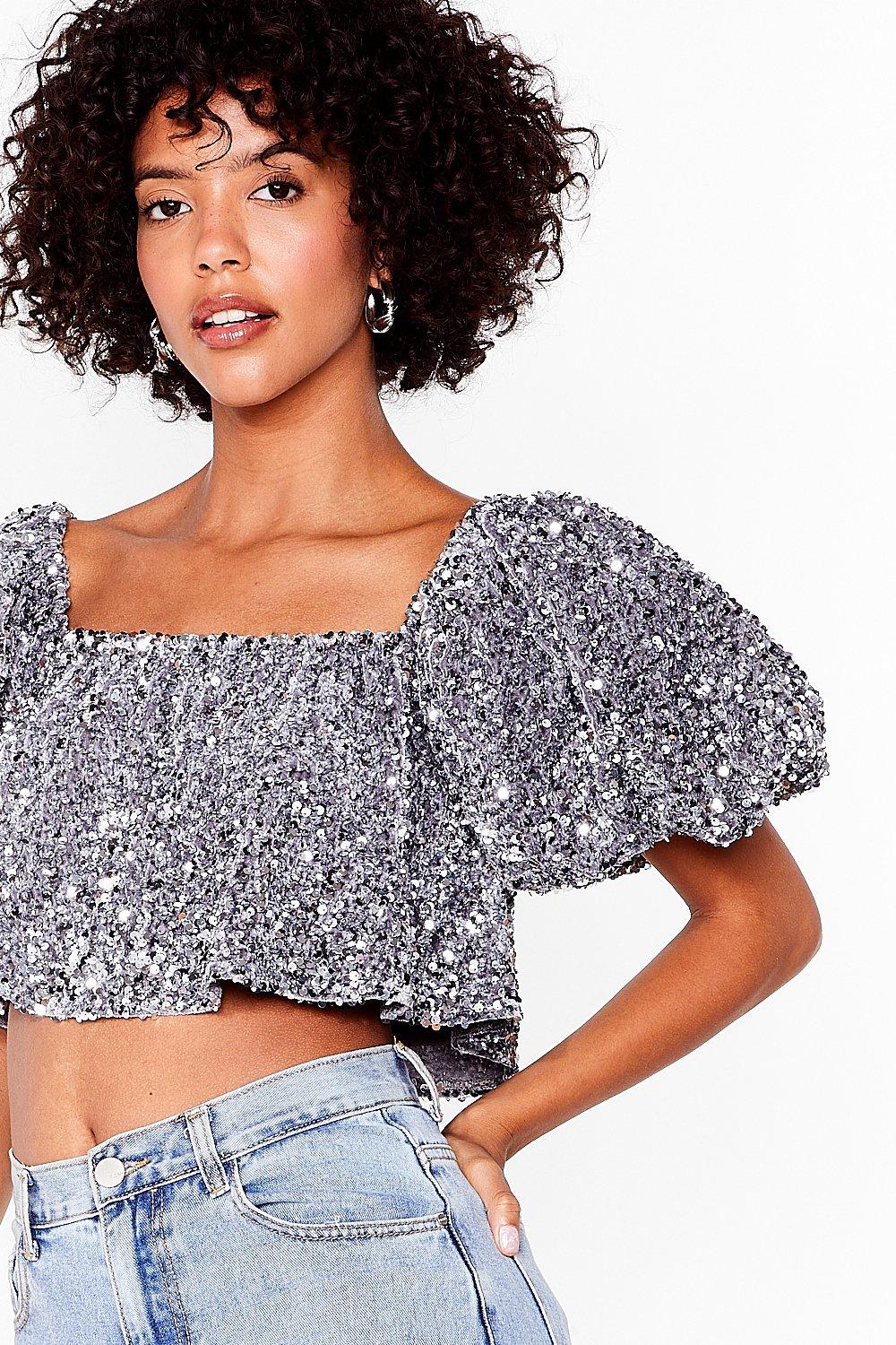 Chainmail Square Neck Cropped Top