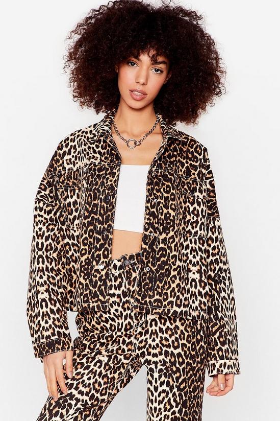 NastyGal Young Wild and Free Leopard Denim Shirt Jacket 1