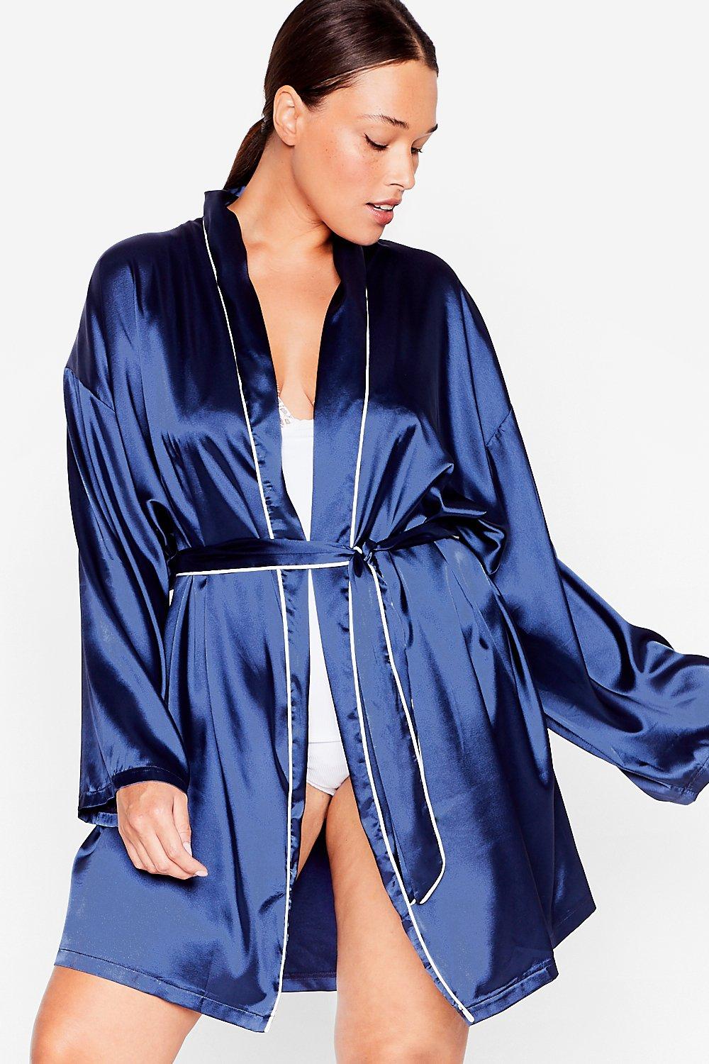 It Was All a Dream Plus Size Satin Belted Dressing Gown
