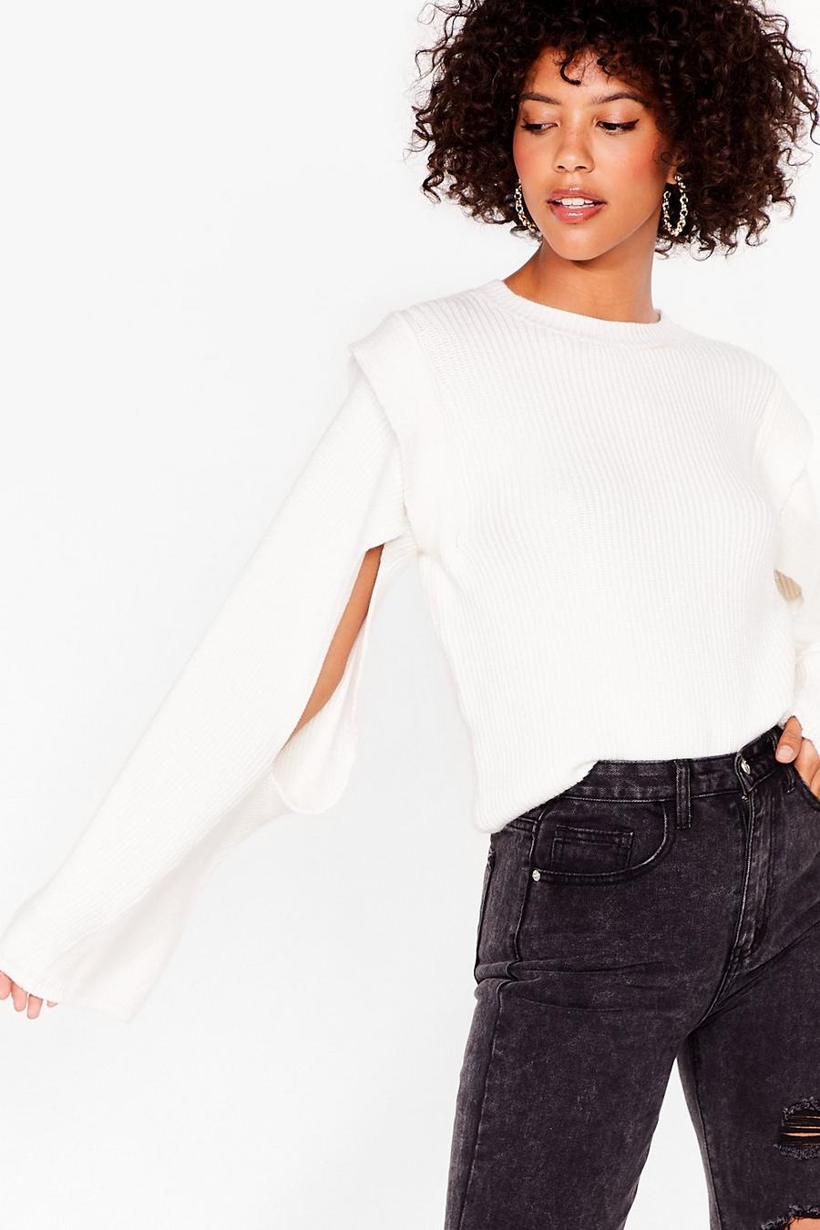 Cream white Knit's All About to Change Cut-Out Ribbed Jumper