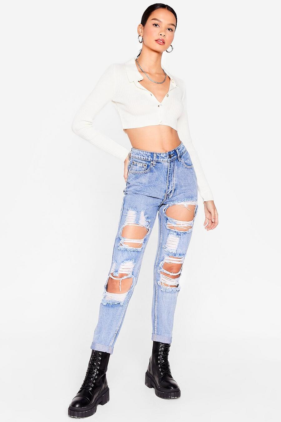 Light blue Relaxed Ripped Mom Jeans