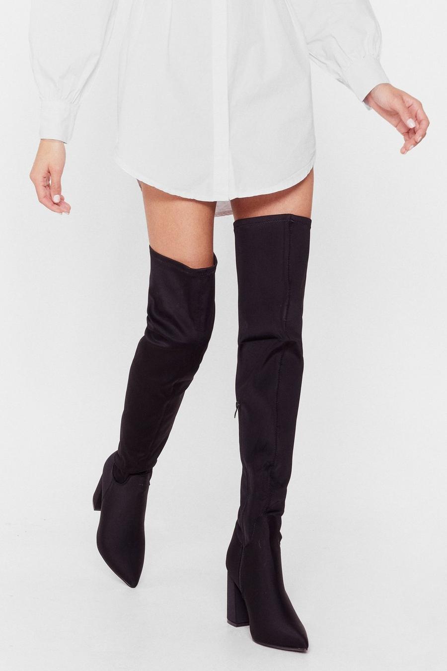 Black Faux Suede Over The Knee Wide Fit Boots