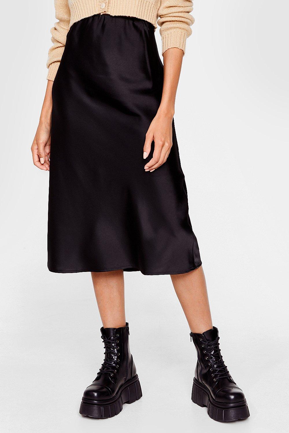 Just my type outlet satin midi skirt