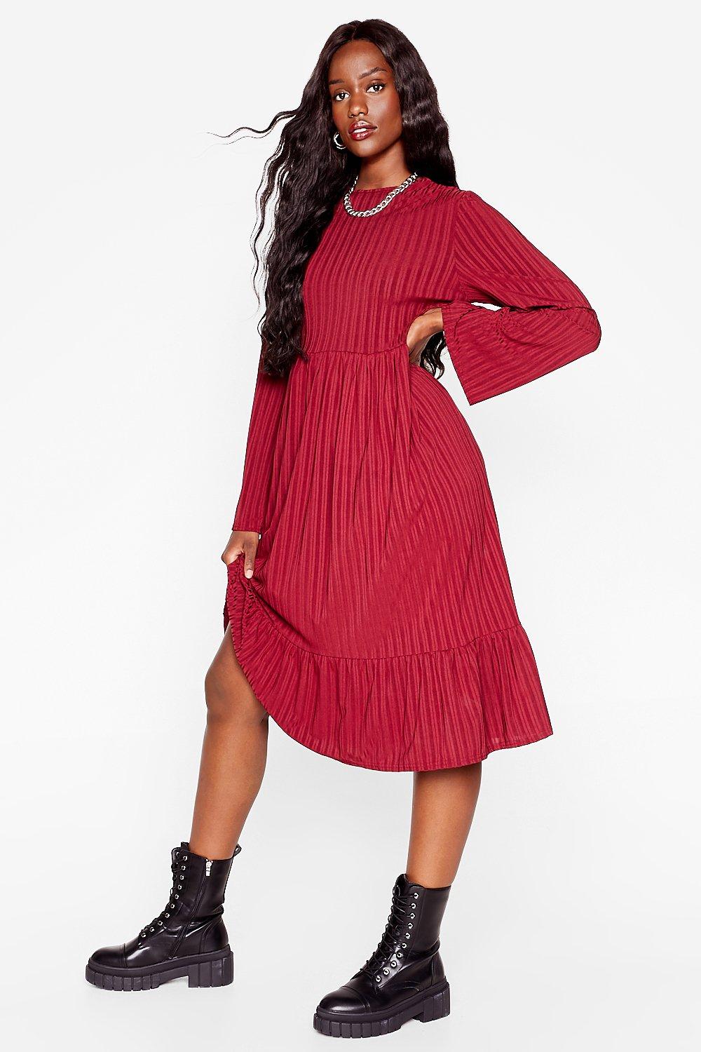 Burgundy loose clearance dress