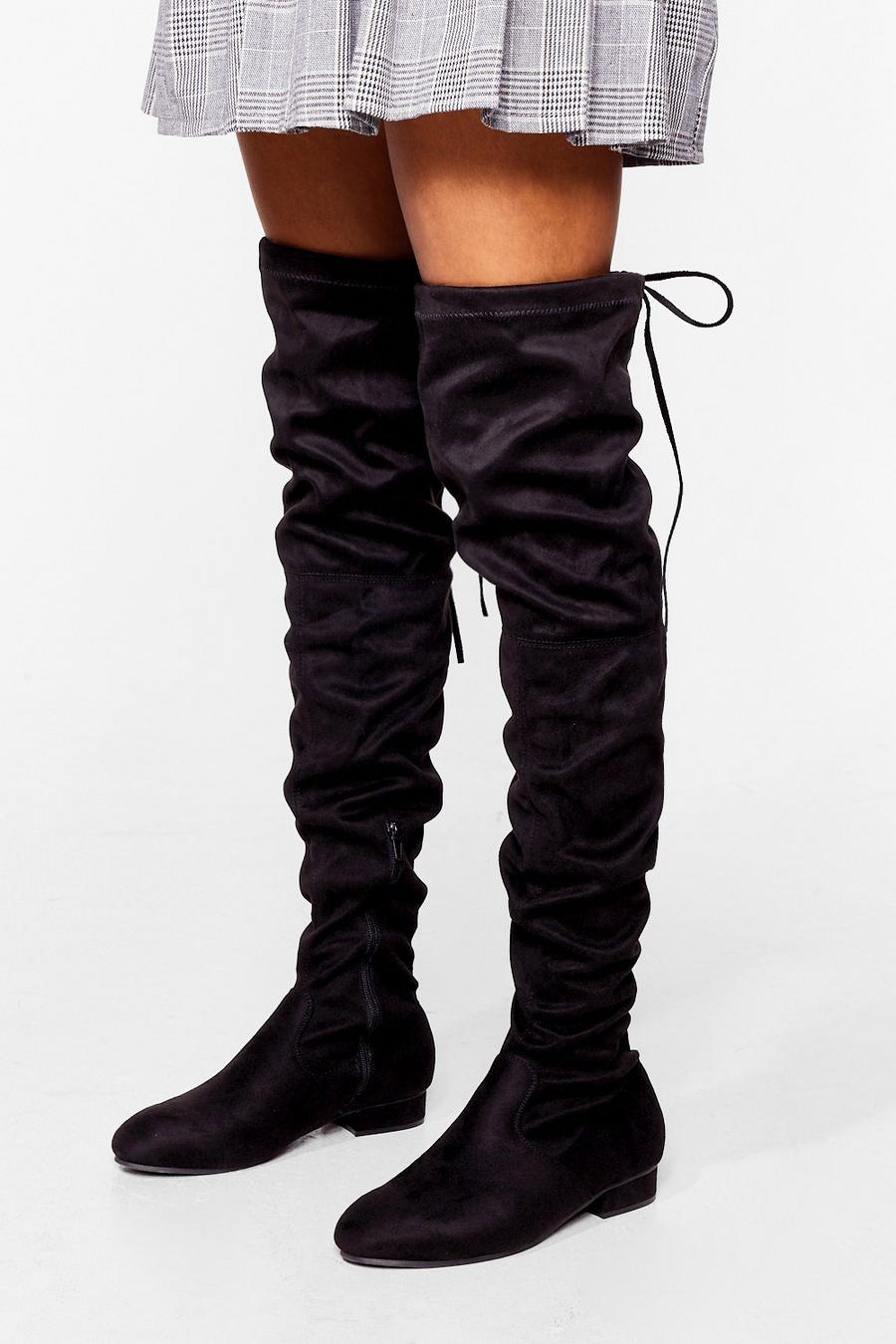 Black Slouchy Over The Knee Wide Fit Boots