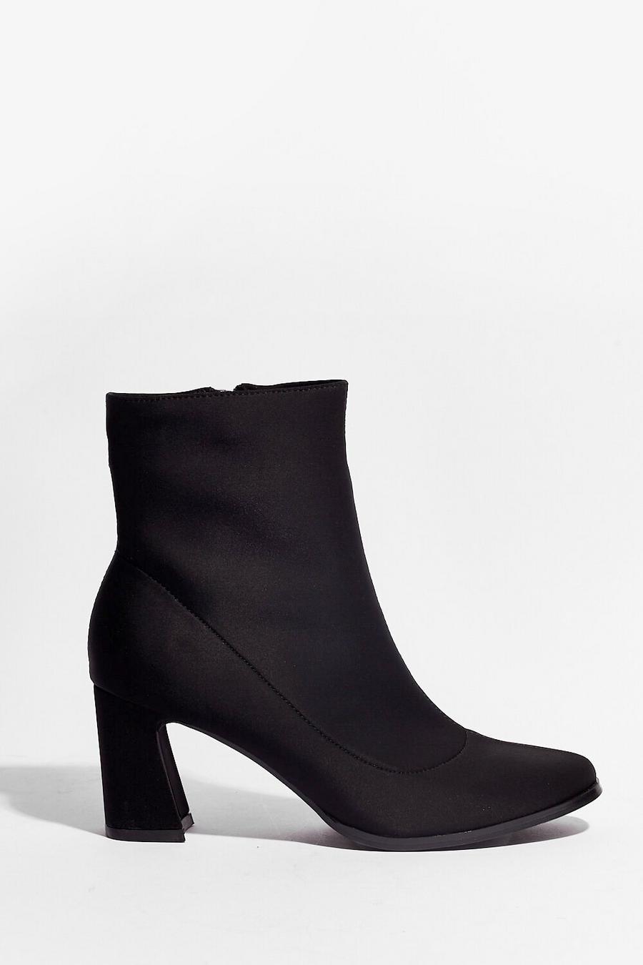 Black Flared Block Heel Sock Boots