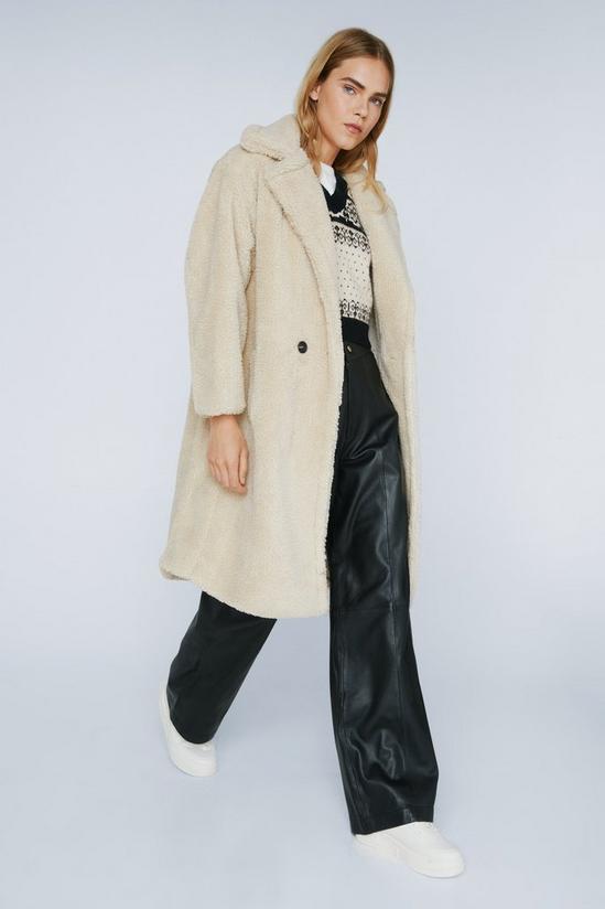 NastyGal Oversized Longline Faux Fur Teddy Coat 1