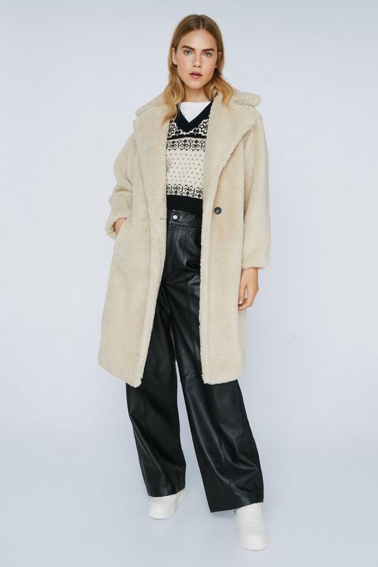 NastyGal Oversized Longline Faux Fur Teddy Coat 2