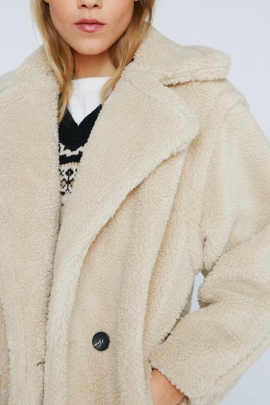 NastyGal Oversized Longline Faux Fur Teddy Coat 3