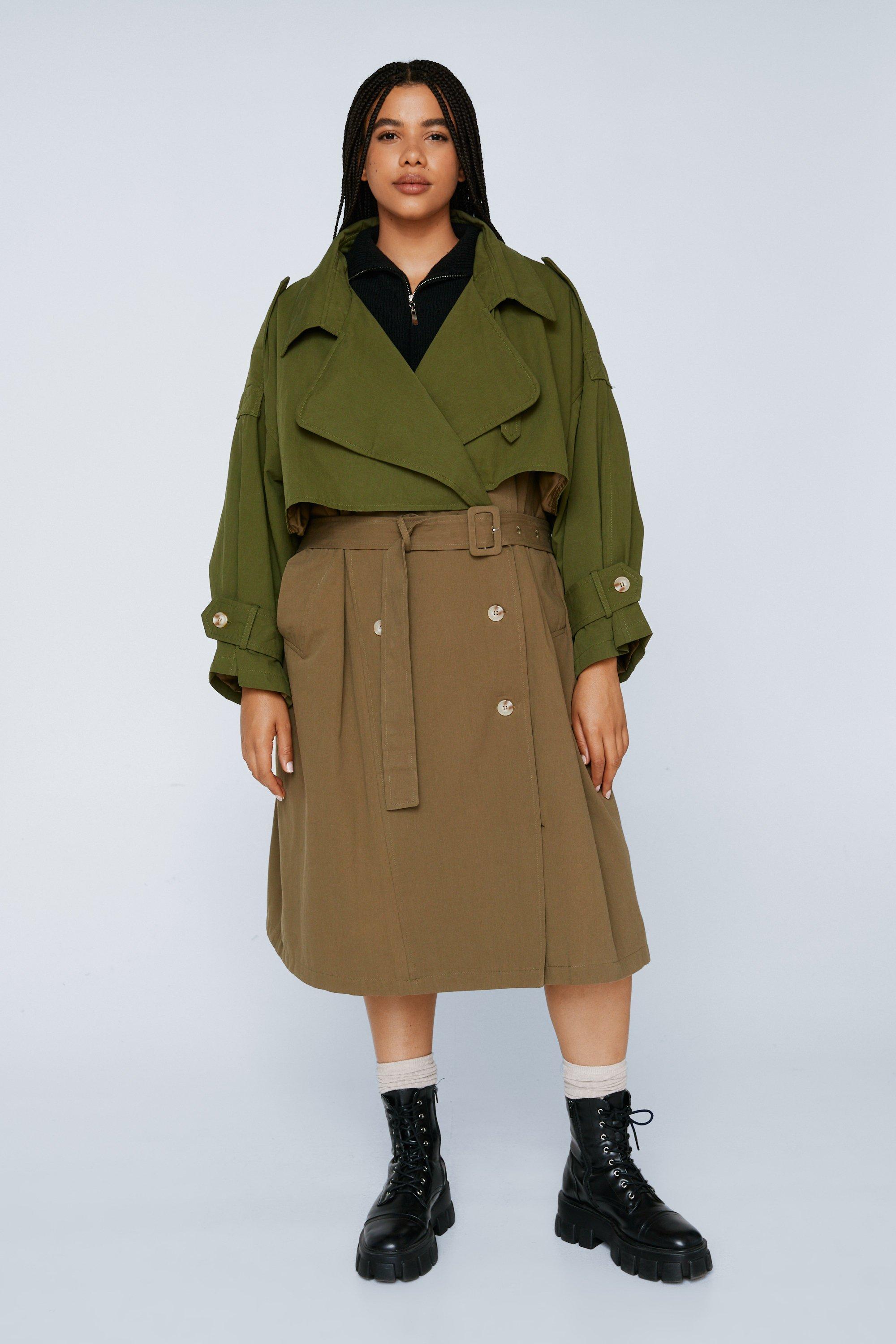 Plus size khaki trench coat online