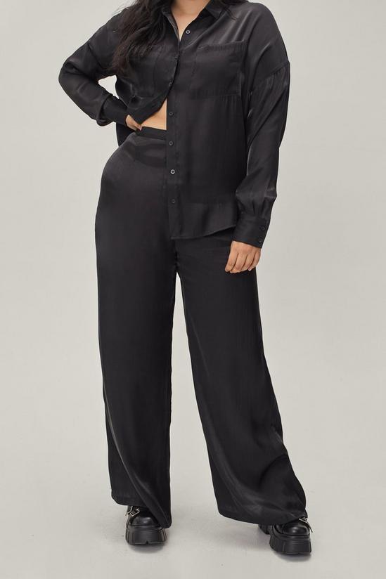 NastyGal Plus Size Satin Shimmer Wide Leg Trousers 2