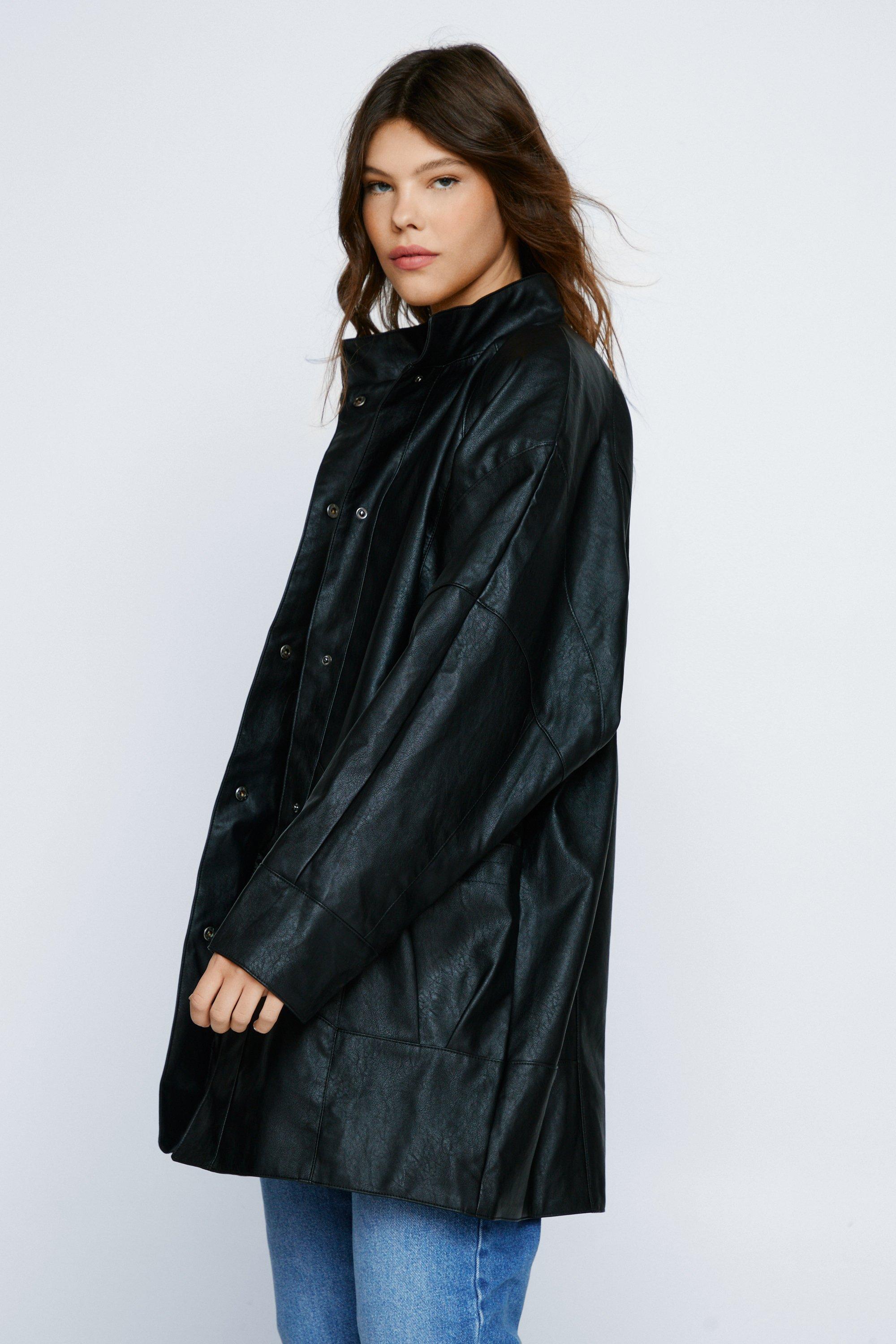 Oversized Faux Leather Longline Jacket