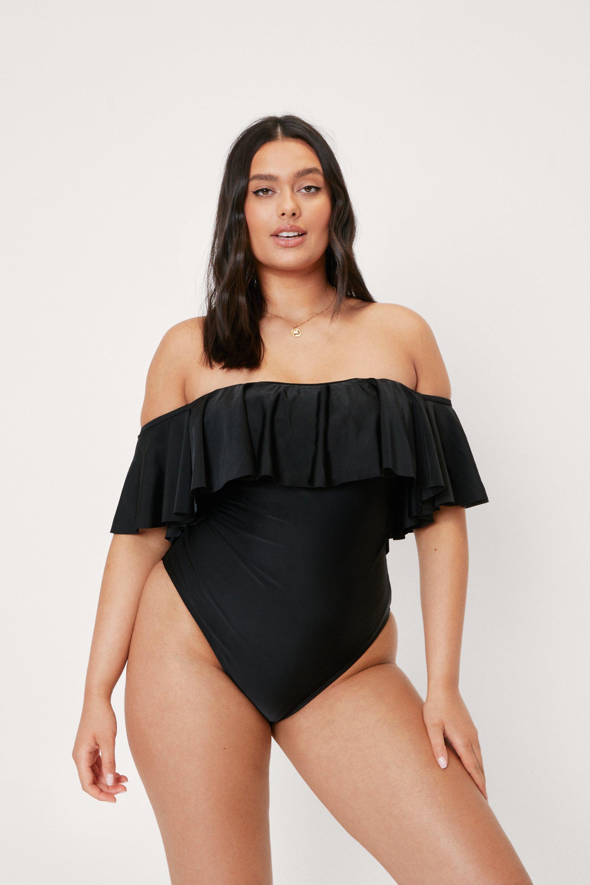 Off the shoulder swimsuit top best sale plus size