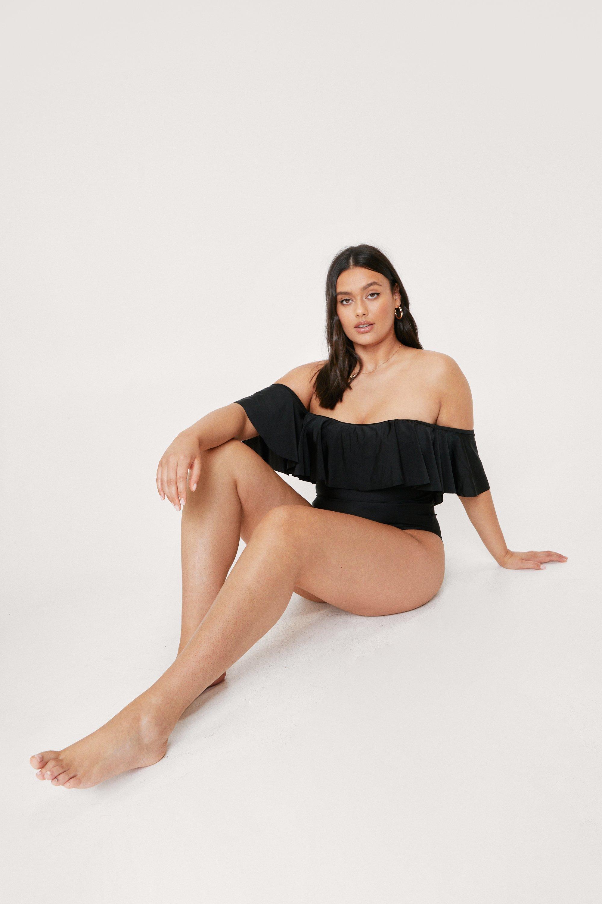 Off the shoulder swimsuit top plus size on sale