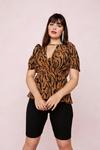NastyGal Only Got Eyes For You Plus Tiger Puff Sleeve Blouse thumbnail 1