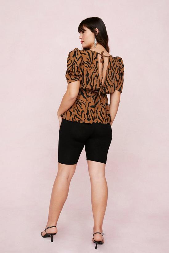 NastyGal Only Got Eyes For You Plus Tiger Puff Sleeve Blouse 3