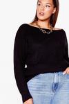 NastyGal Turn Knit Up Off-the-Shoulder Plus Size Jumper thumbnail 2