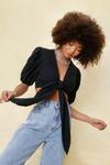 NastyGal Would You Puff Sleeve It Cropped Tie Blouse thumbnail 1