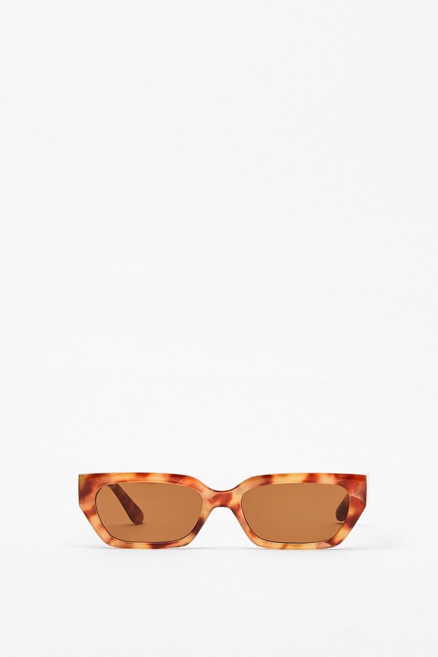 Natural beige Tortoiseshell Slim Rectangle Frame Sunglasses