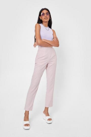 In Check High-Waisted Tapered Pants blush