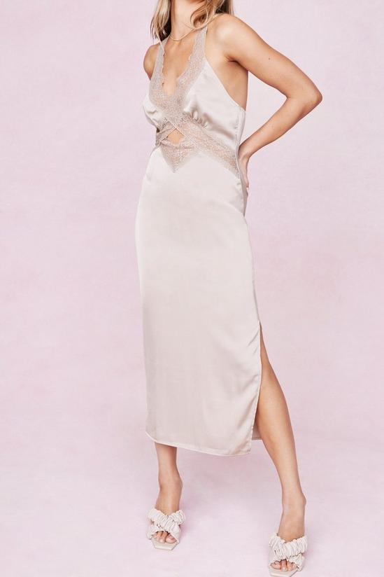 NastyGal Lace Slip Satin Midi Dress 2