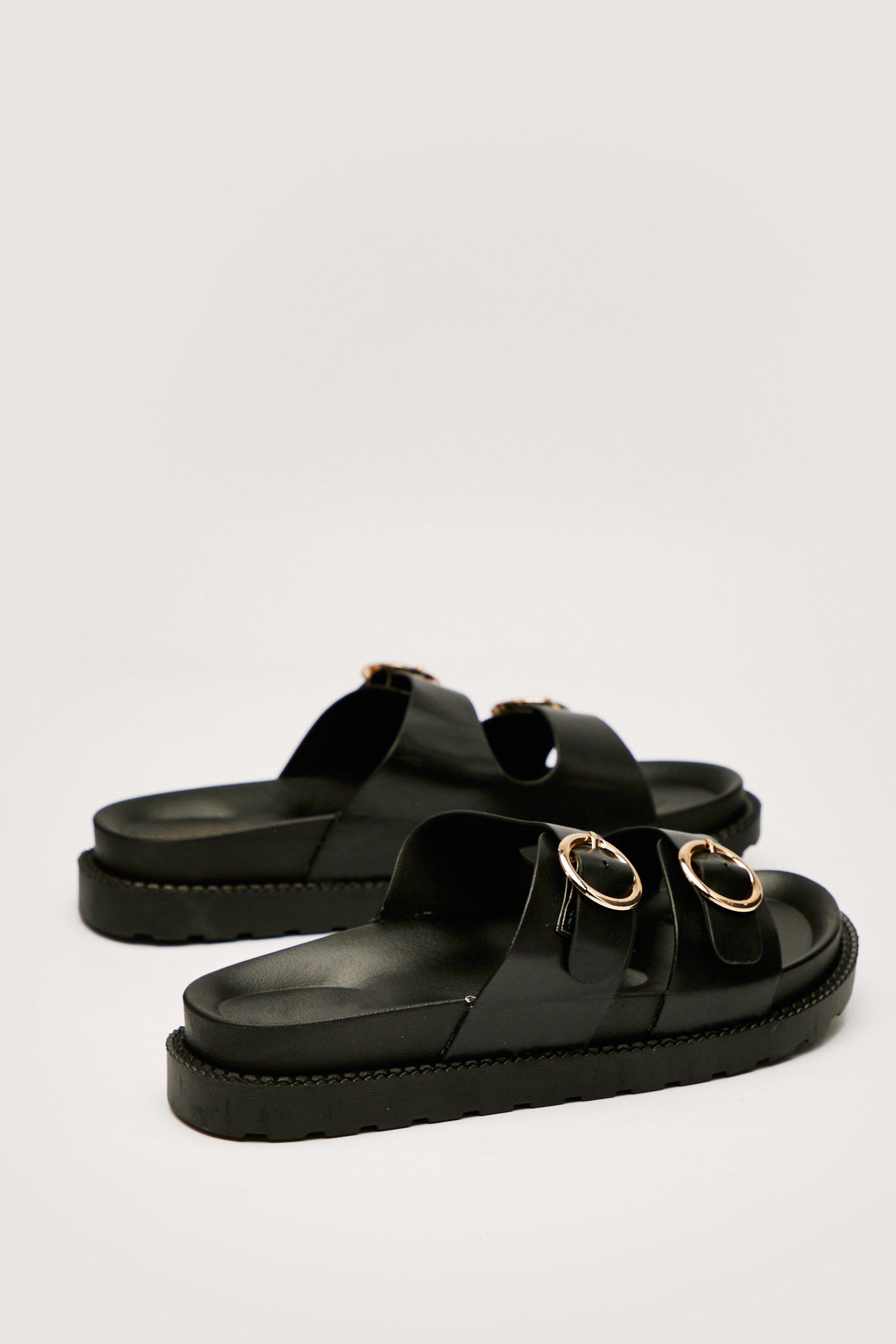 Black buckle footbed discount sandals