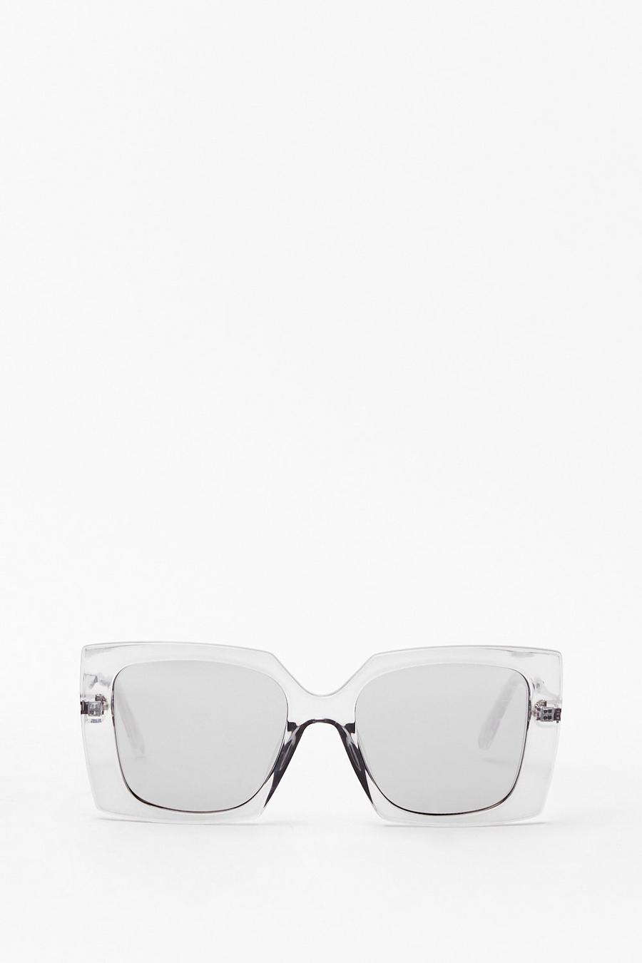 Silver Square Frame Clear Sunglasses image number 1