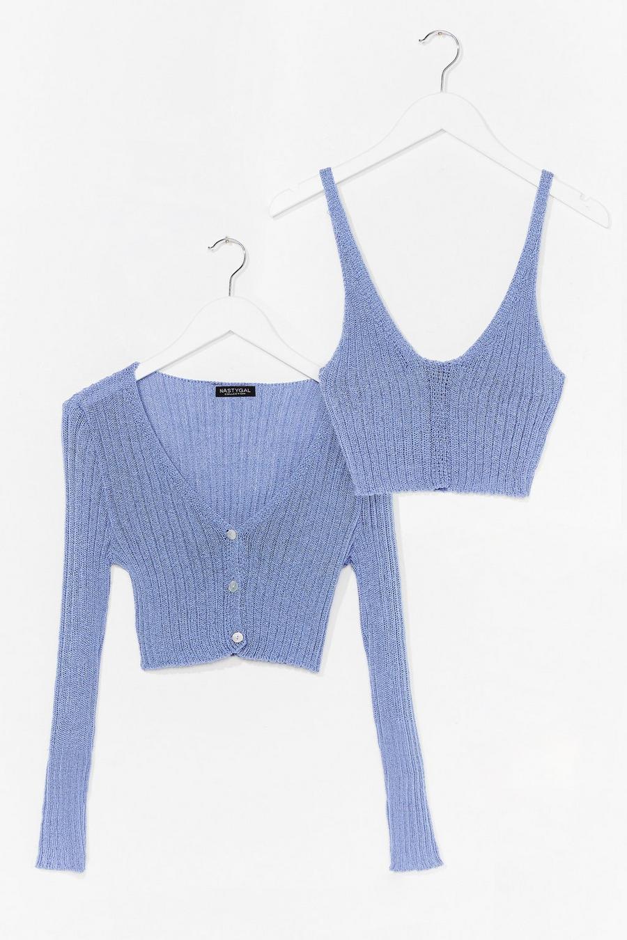 Denim-blue No Chills Bralette and Cardigan Set