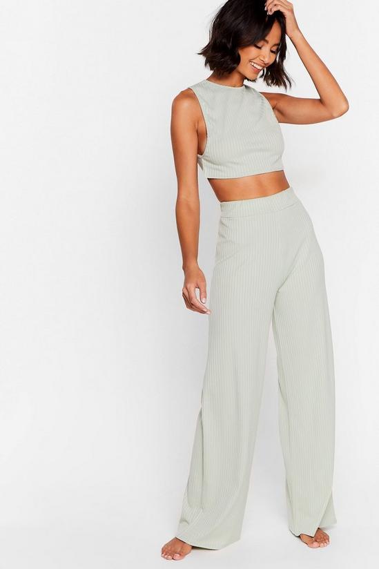 NastyGal Side Show Crop Top and Wide-Leg Trousers Lounge Set 1