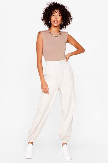 Tie and Find Out High-Waisted Jogger Pants stone