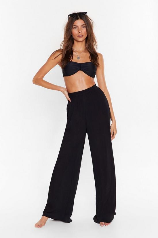 NastyGal Crinkle High Waisted High Leg Cover Up Trousers 1