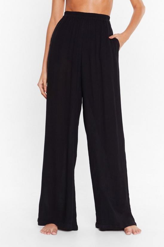 NastyGal Crinkle High Waisted High Leg Cover Up Trousers 2