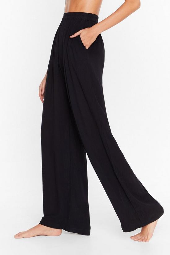 NastyGal Crinkle High Waisted High Leg Cover Up Trousers 3