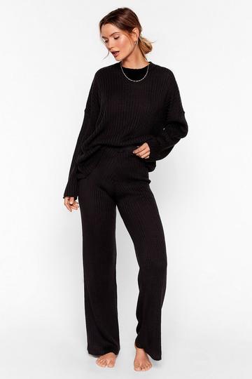 Take Knit Off Jumper and Trousers Lounge Set black