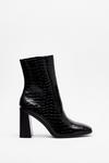 NastyGal Taking Flare of Business Croc Heeled Boots thumbnail 2