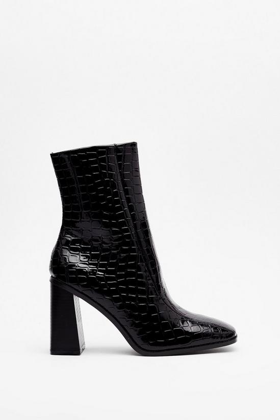 NastyGal Taking Flare of Business Croc Heeled Boots 2