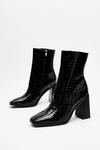 NastyGal Taking Flare of Business Croc Heeled Boots thumbnail 3