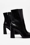 NastyGal Taking Flare of Business Croc Heeled Boots thumbnail 4