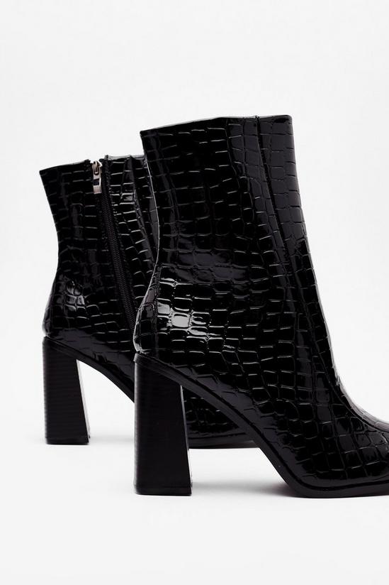 NastyGal Taking Flare of Business Croc Heeled Boots 4