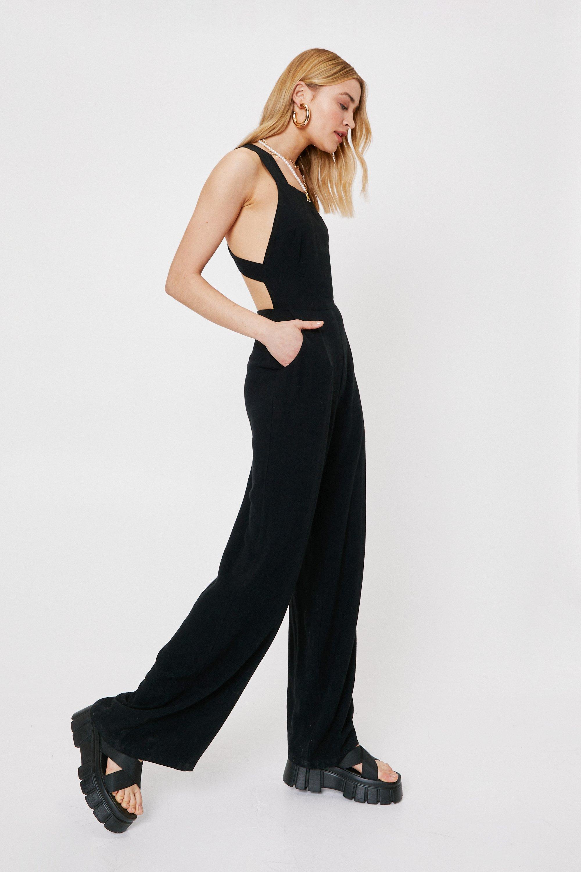 Open back wide hotsell leg jumpsuit