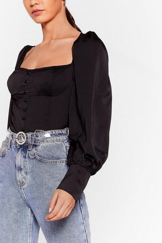 NastyGal Puff Sleeve Button Up Tie Back Blouse 2